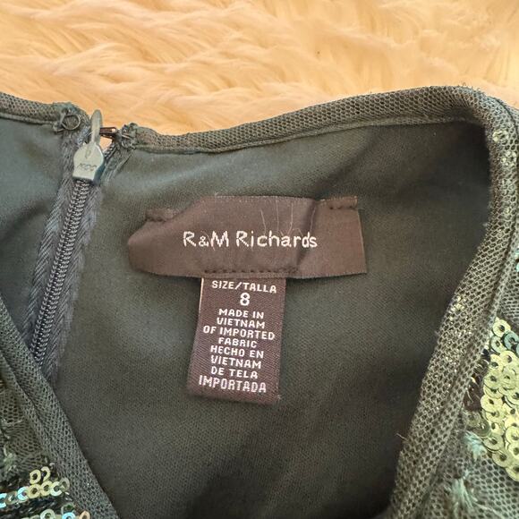 R&M Richards Green Sequined Sleeveless Keyhole Formal Evening Gown 8 NWT - Picture 5 of 12